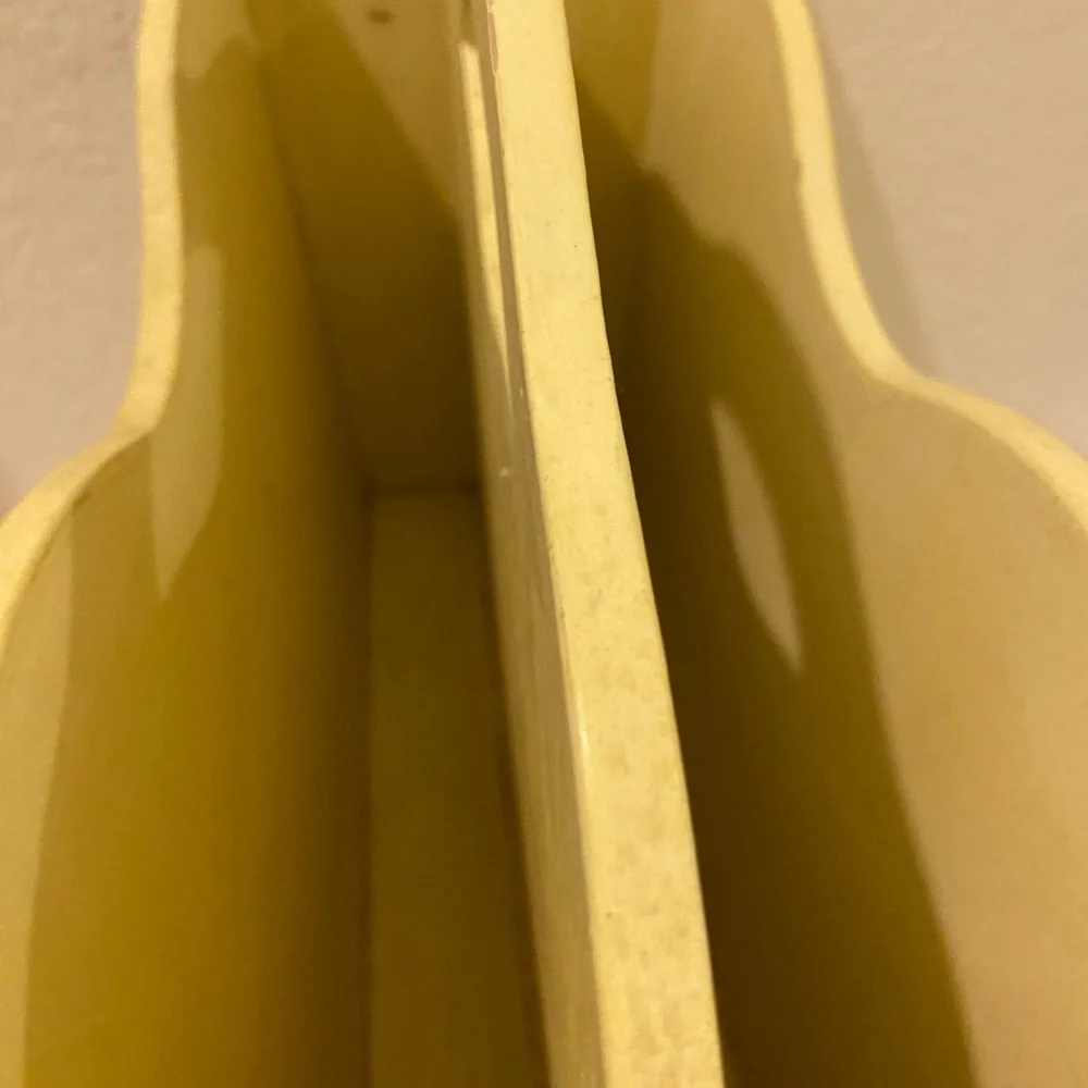 Signed Vintage Off 5th Yellow Floral Butterfly Country Wood Magazine Holder 15”H